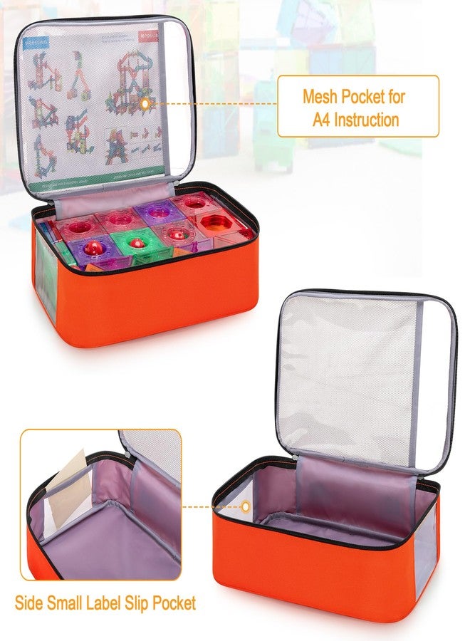 Rexmica 2pcs Storage Organizer Bag for Magnetic Building Tiles, Magnetic Block Tiles Travel Case with Visible Top, Toy Storage Bag for Construction Building Toy, Interlocking Blocks - Image 4